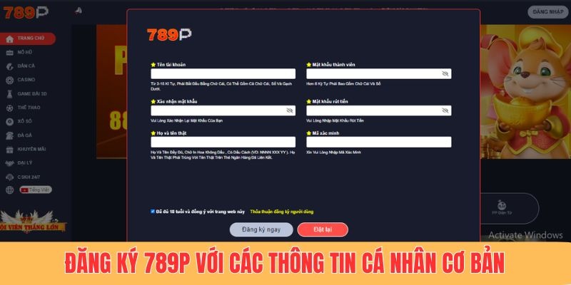 Điền thông tin đăng ký 789P
